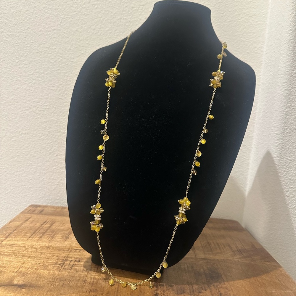 Coldwater Creek Gold Necklace with Yellow Beads